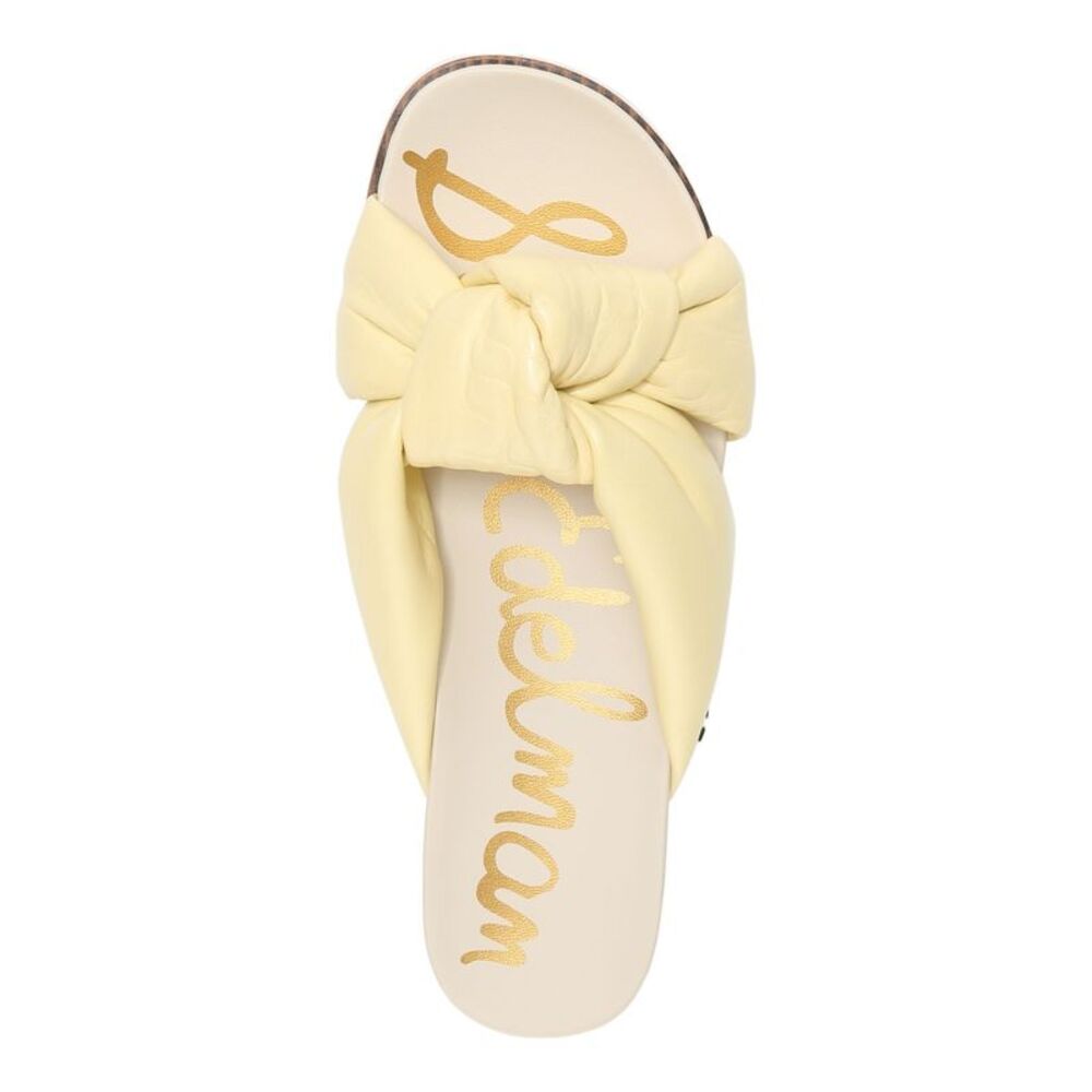 NWT SAM EDELMAN Womens Yellow 1/2 Platform Agatha Wedge Slide Sandals 10 M - Picture 3 of 5